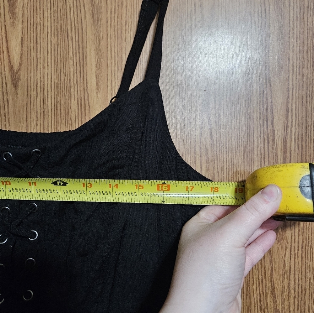 torrid black stretch challis lace up jumpsuit Size 1 With Pockets! - Picture 9 of 11